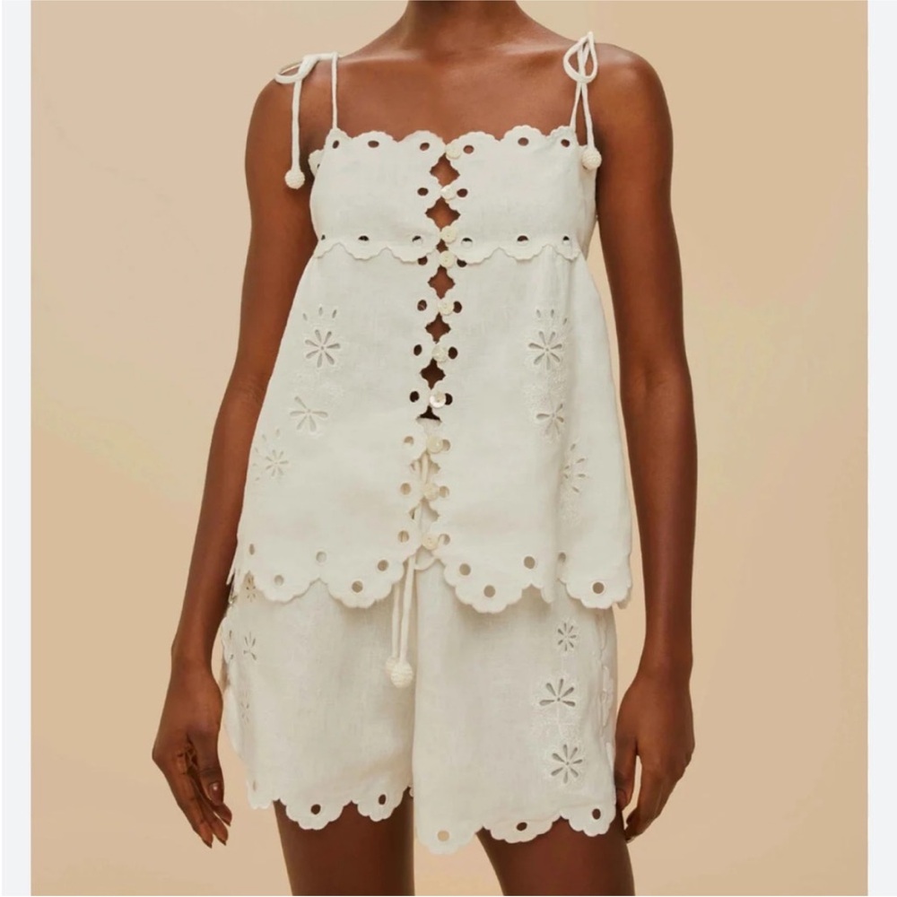 Farm Rio Richelieu Linen Ivory Shorts